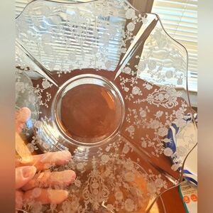 Fostonia Cambridge Rose etched Crystal Serving 14" Platter PART 2